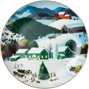 Artaffects Martha Leone Trimming the Tree Christmas Collector Plate 8" 23k Gold